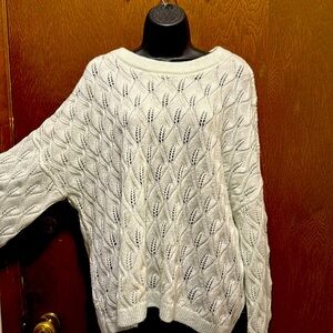 Boden Cream Open-Knit Crewneck Sweater